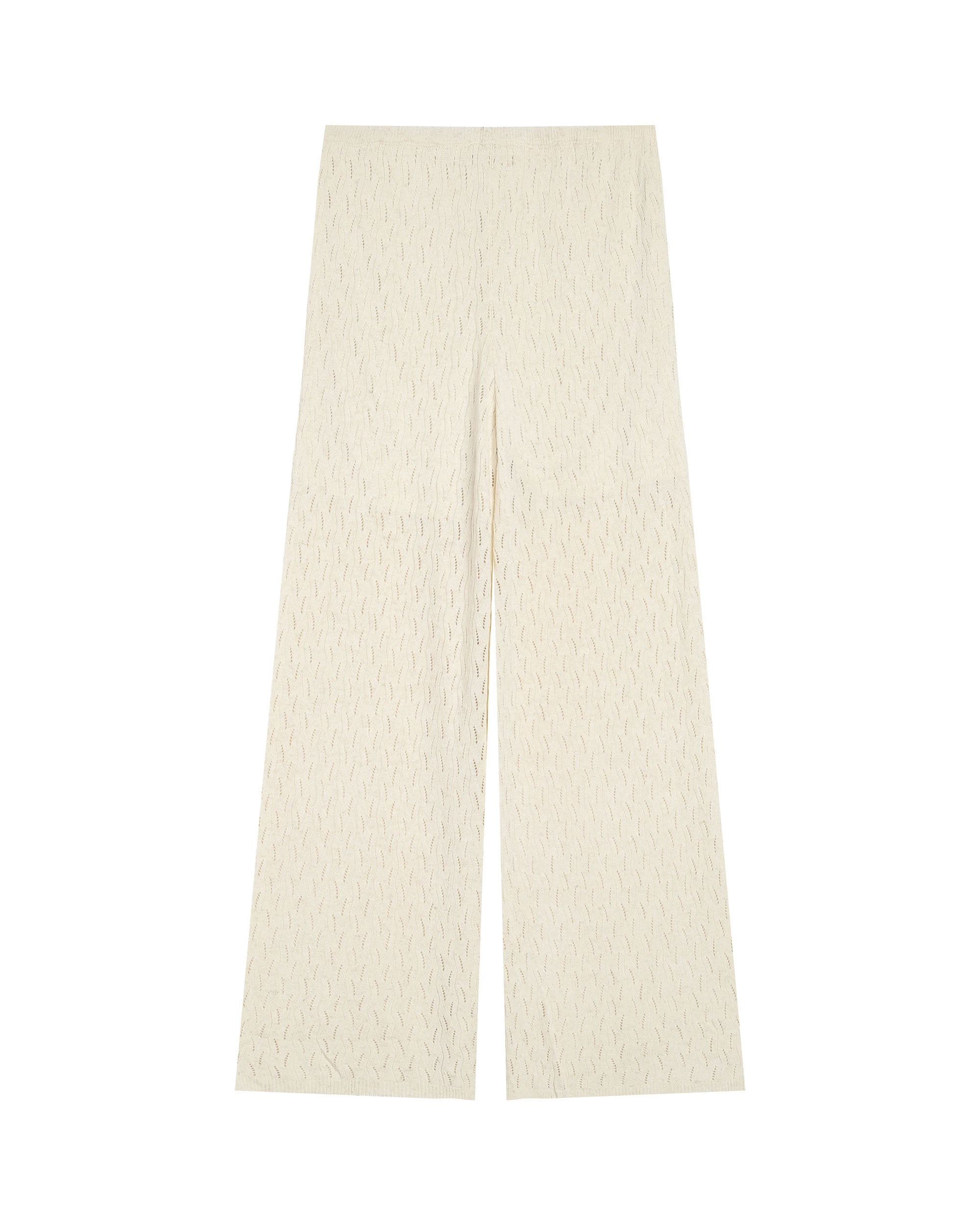 Pantalon en maille ajoure ecru Romy