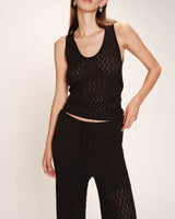Pantalon en maille ajoure noir Romy