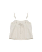 Top raye en lin et coton beige Rondini