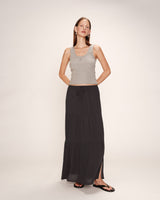 Jupe longue fluide anthracite Ronsard