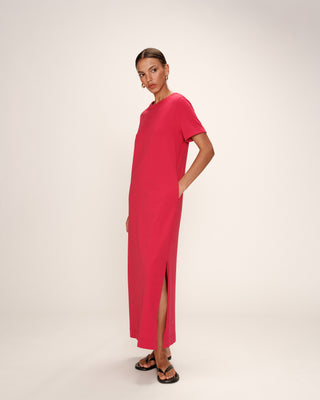 ROBE MI-LONGUE CERISE ROSALIE