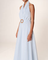 Robe longue dos nu bleu Rosamour