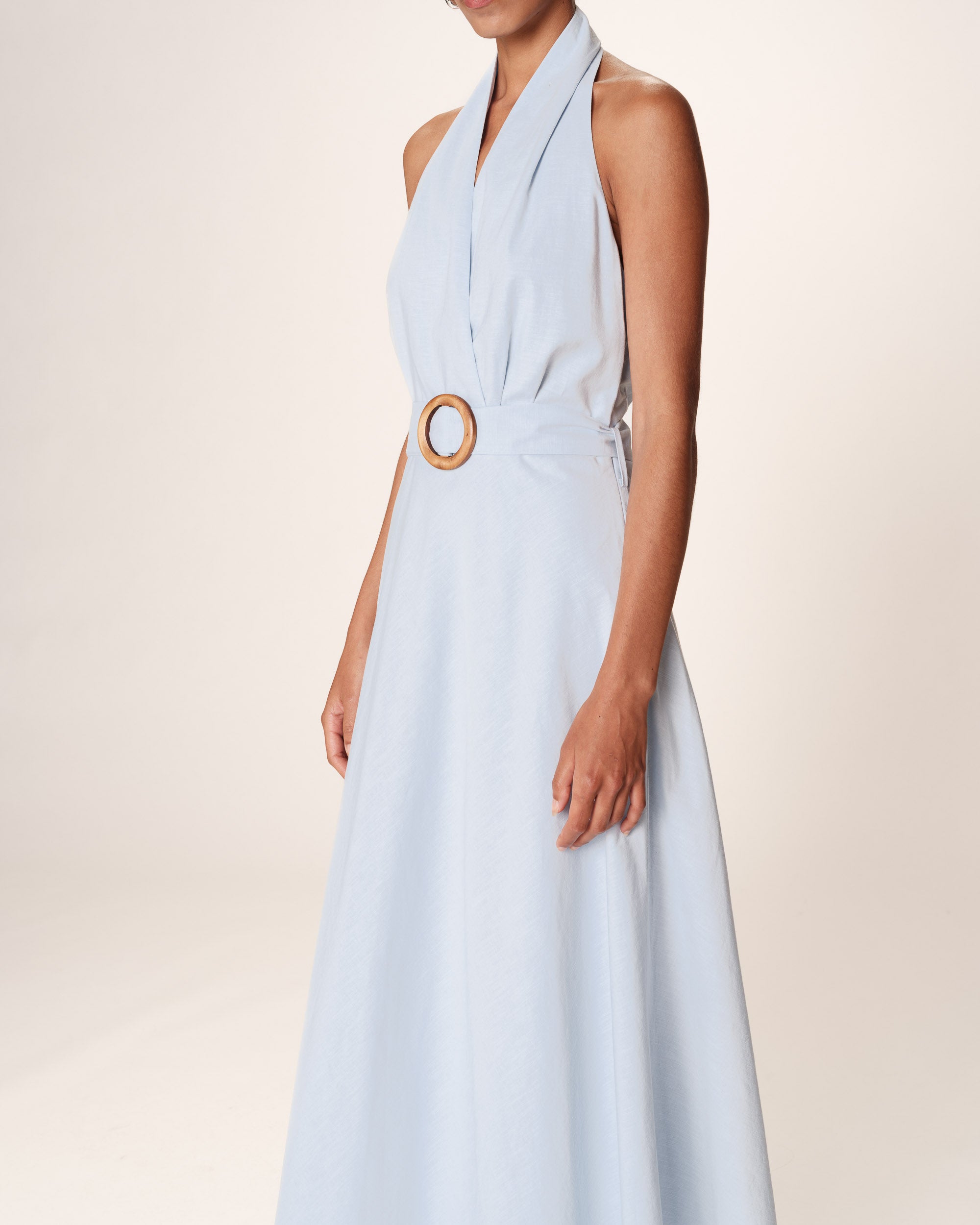 Robe longue dos nu bleu Rosamour