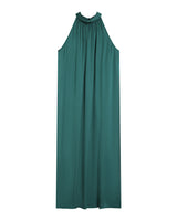 Robe longue en satin emeraude Rose