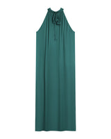 Robe longue en satin emeraude Rose