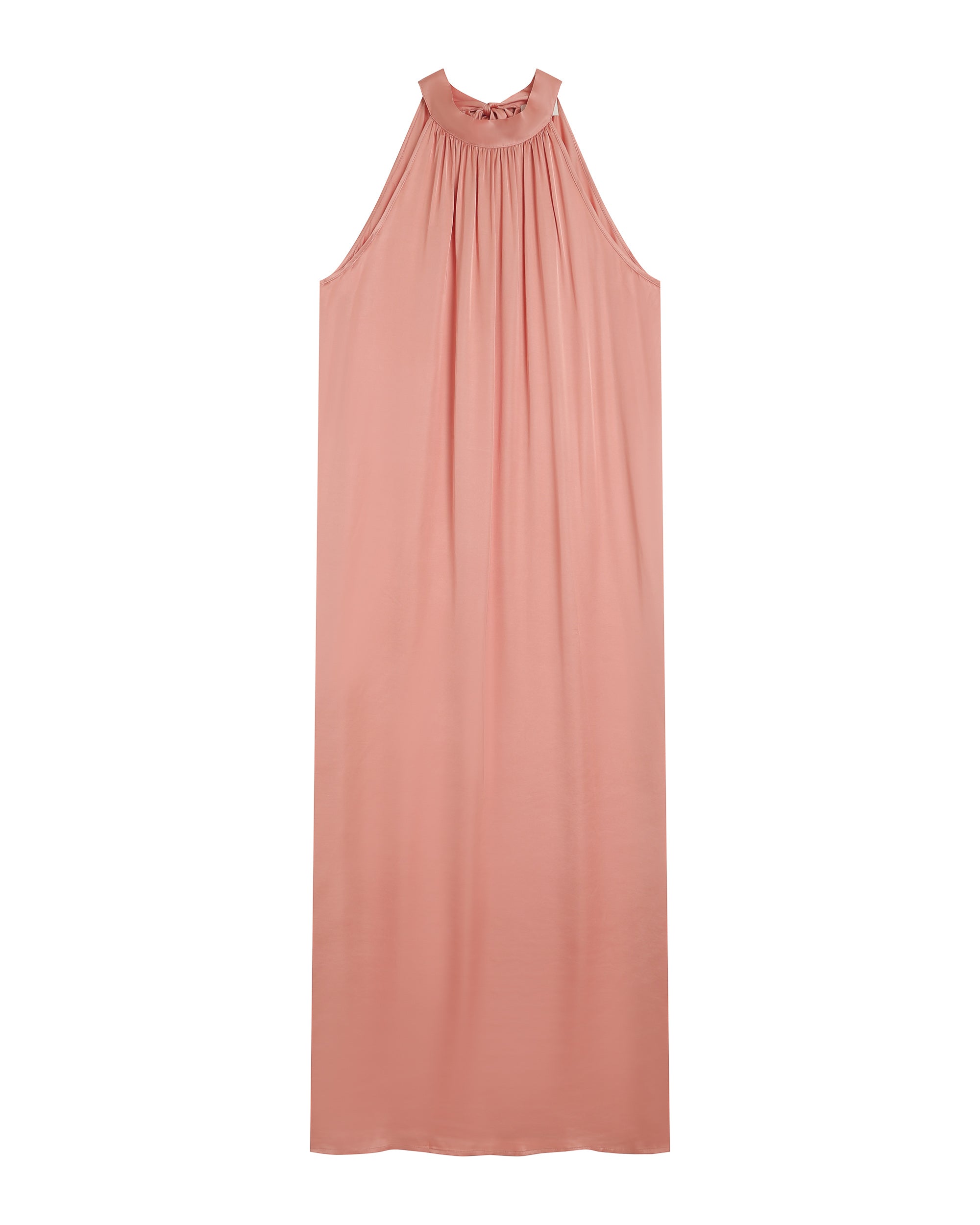 Robe longue en satin rose Rose