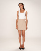 Jupe courte en lin et coton beige Roso