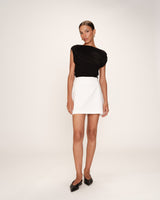 Short linen & cotton skirt ecru Roso_13265