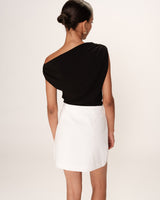 Short linen & cotton skirt ecru Roso_13265