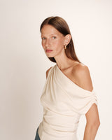 Top asymetrique drape ecru Rotonde