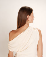 Top asymetrique drape ecru Rotonde