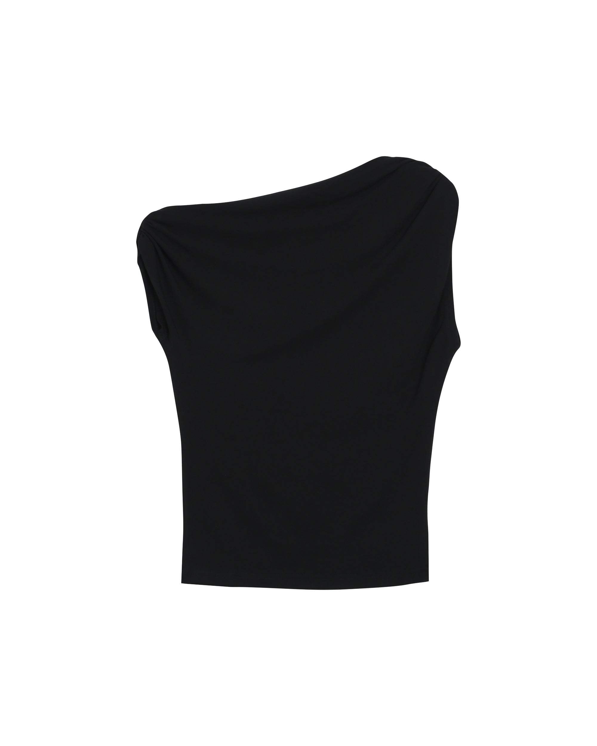 Top asymetrique drape noir Rotonde