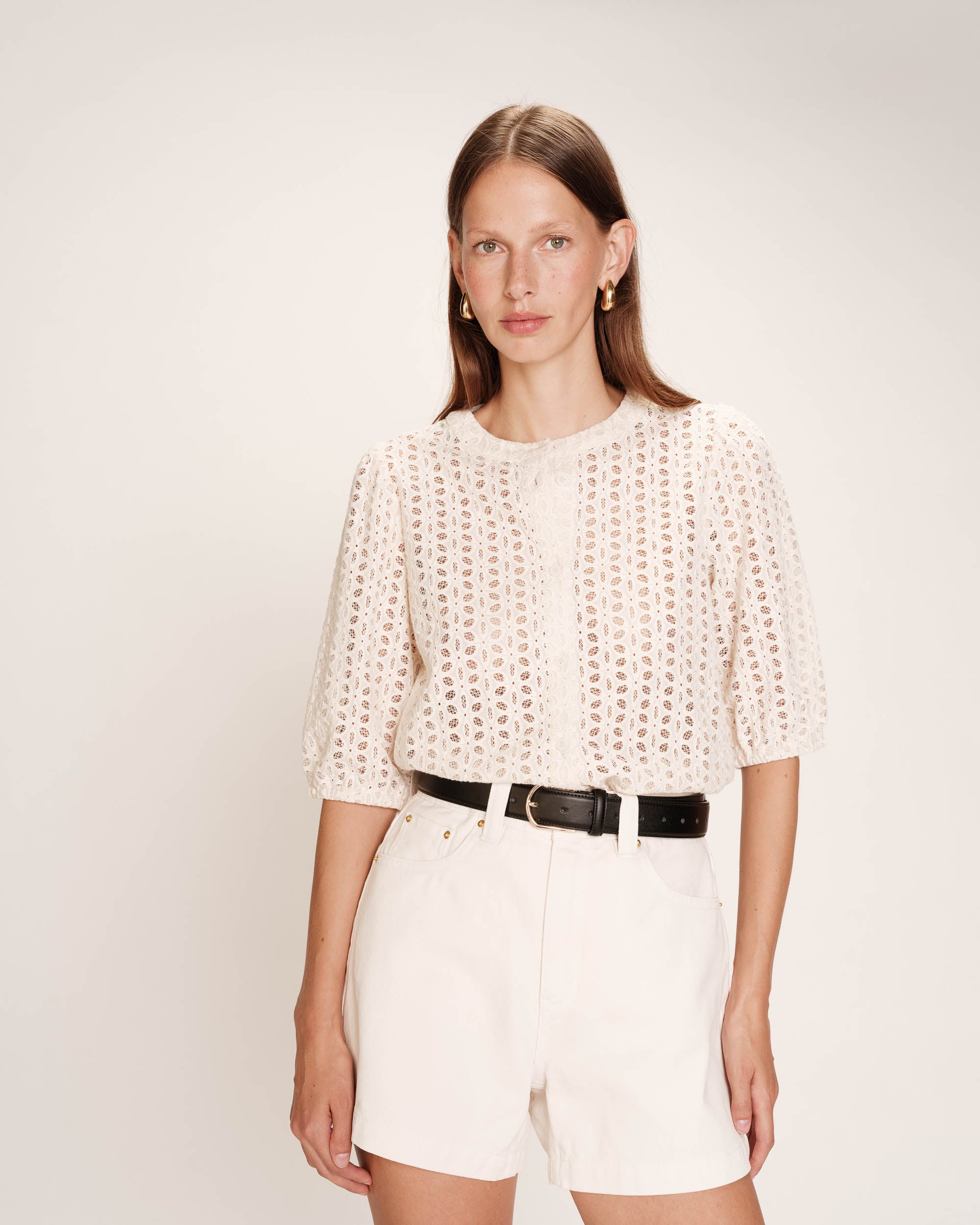 Eyelet embroidered blouse ecru Royale