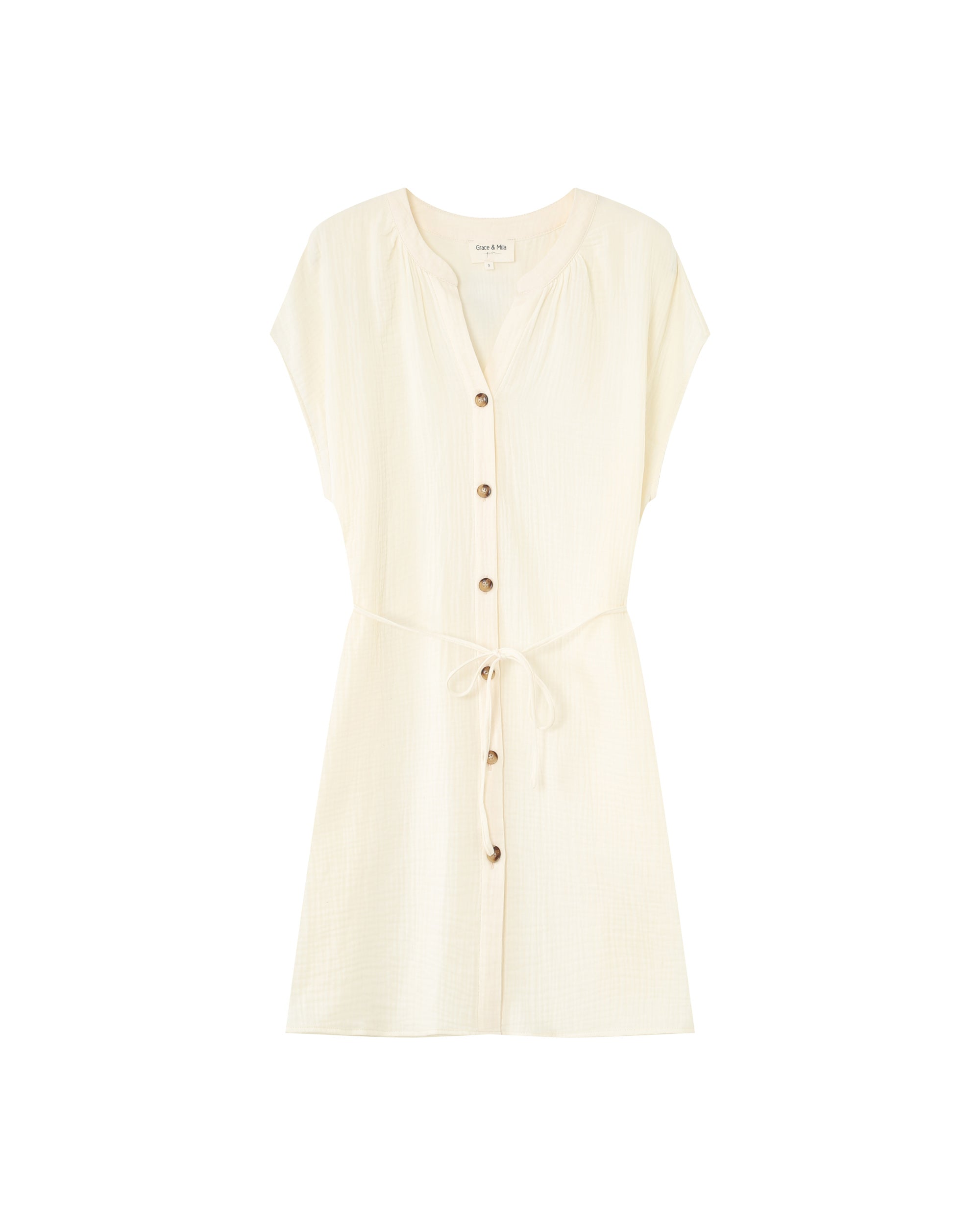 Robe courte en coton ecru Rozana