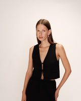 Knotted crop top black Rubens