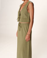 Knotted crop top vert Rubens