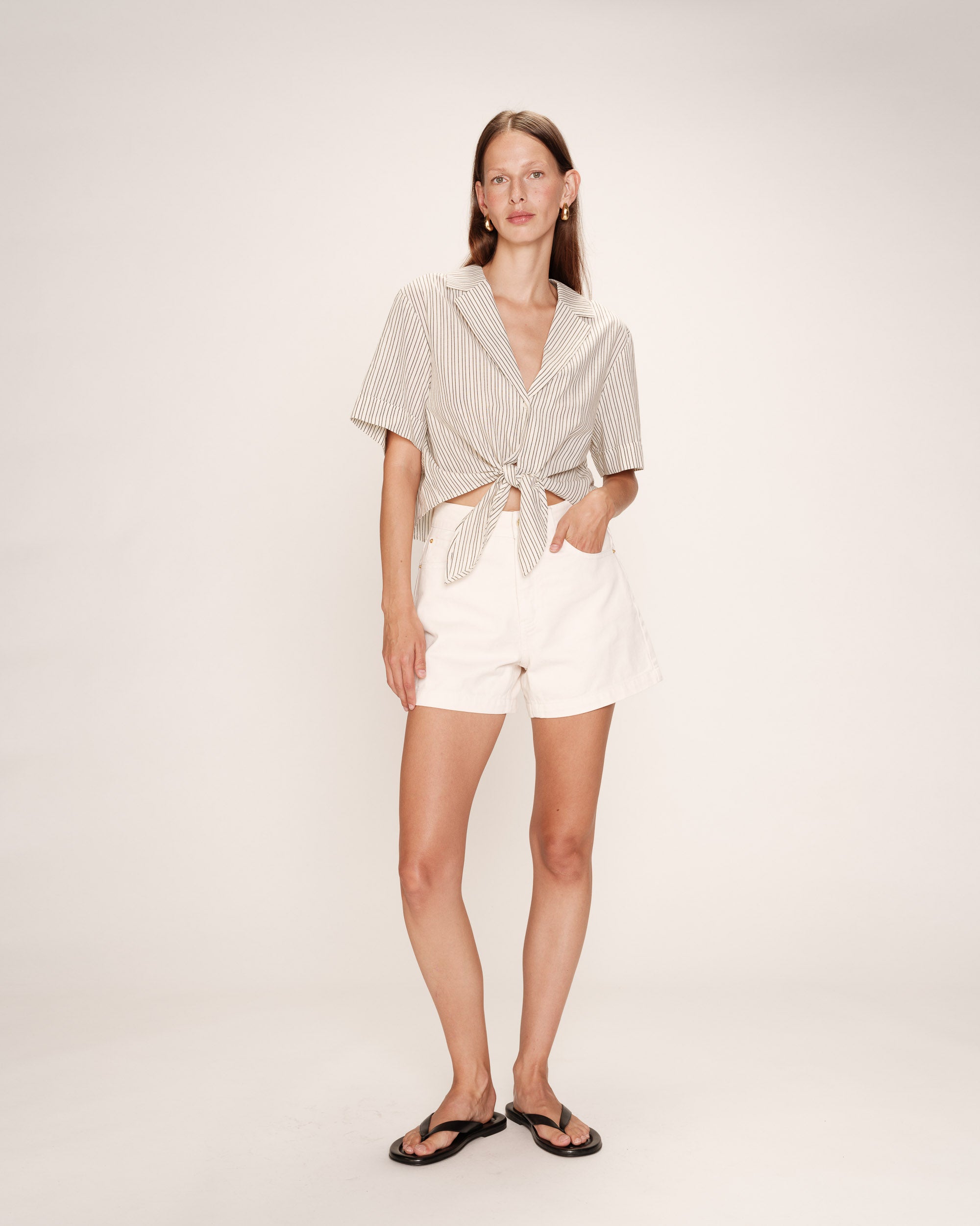 Striped cotton shirt ecru Ruth_13285
