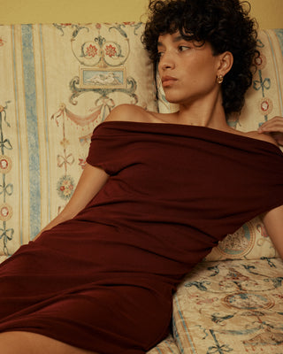 Robe longue cintrée drapée cherry Vanity