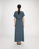 Flowing wrap maxi dress with belt emeraude Pollen