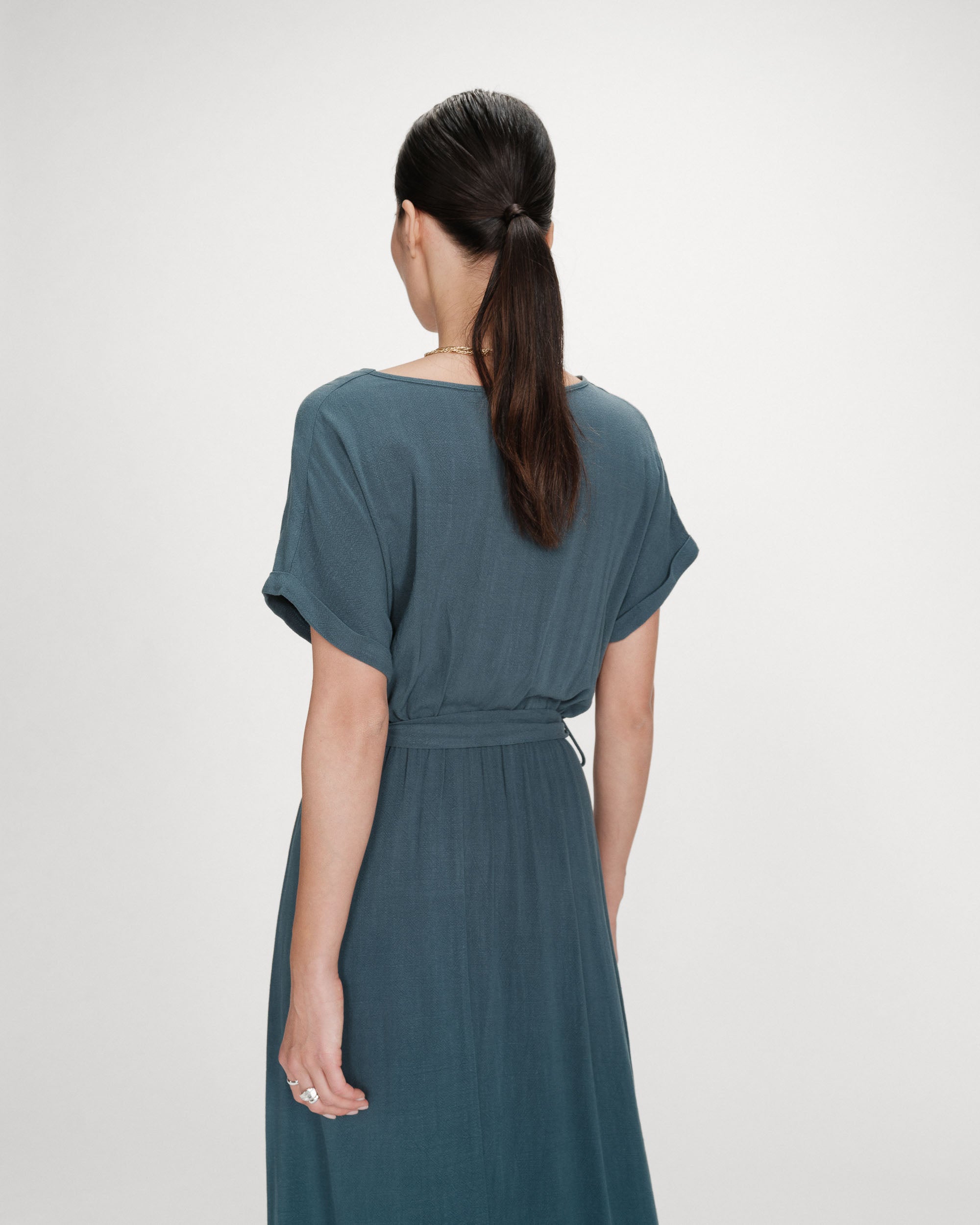 Robe longue portefeuille emeraude Pollen