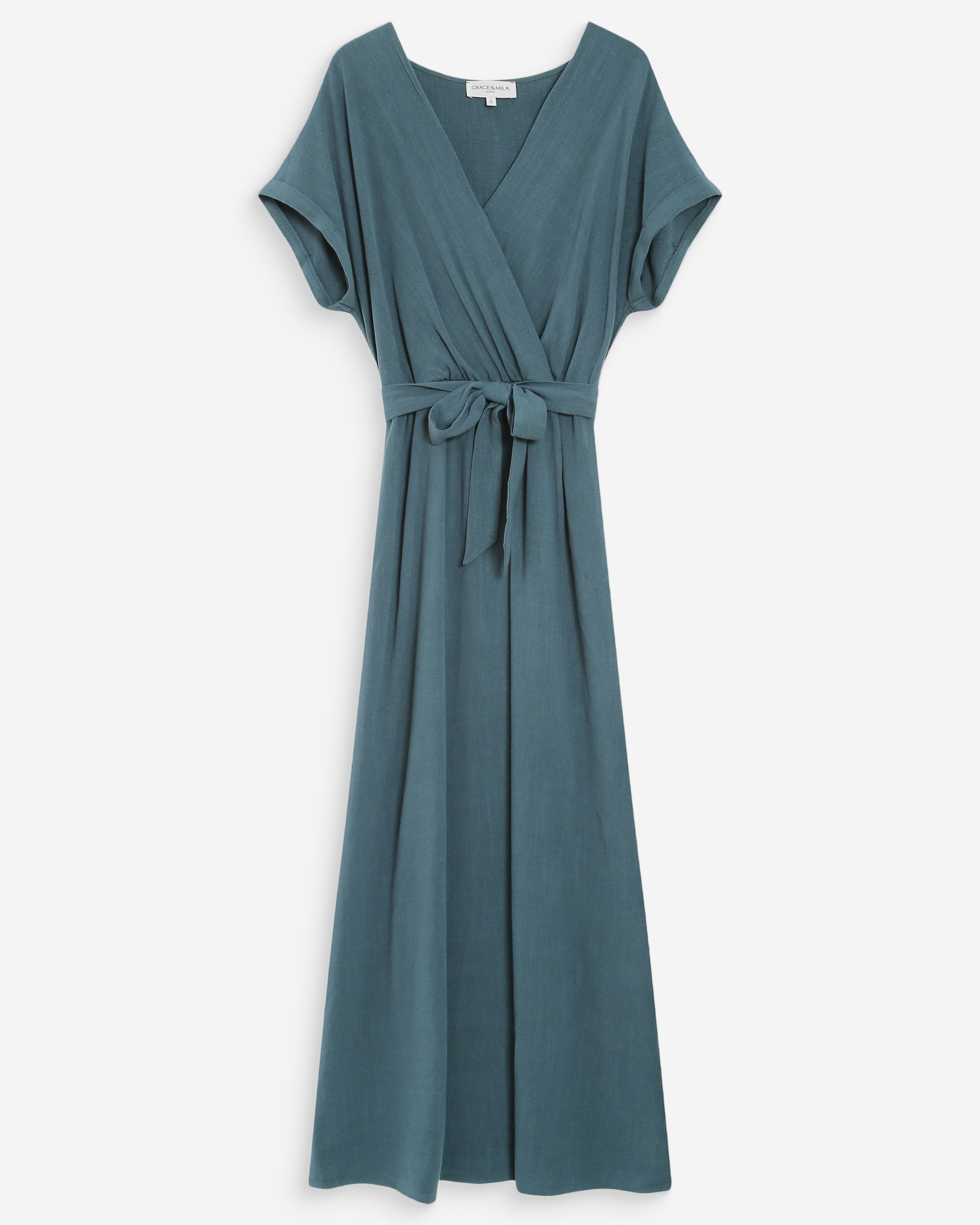 Robe longue portefeuille emeraude Pollen