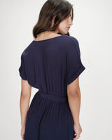 Robe longue portefeuille marine Pollen