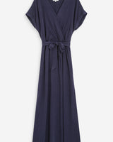 Robe longue portefeuille marine Pollen