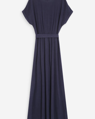 Robe longue portefeuille marine Pollen