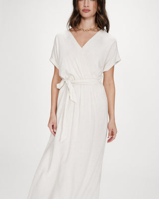 Robe longue portefeuille ceinturée sable Pollen