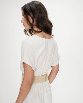 Robe longue portefeuille sable Pollen