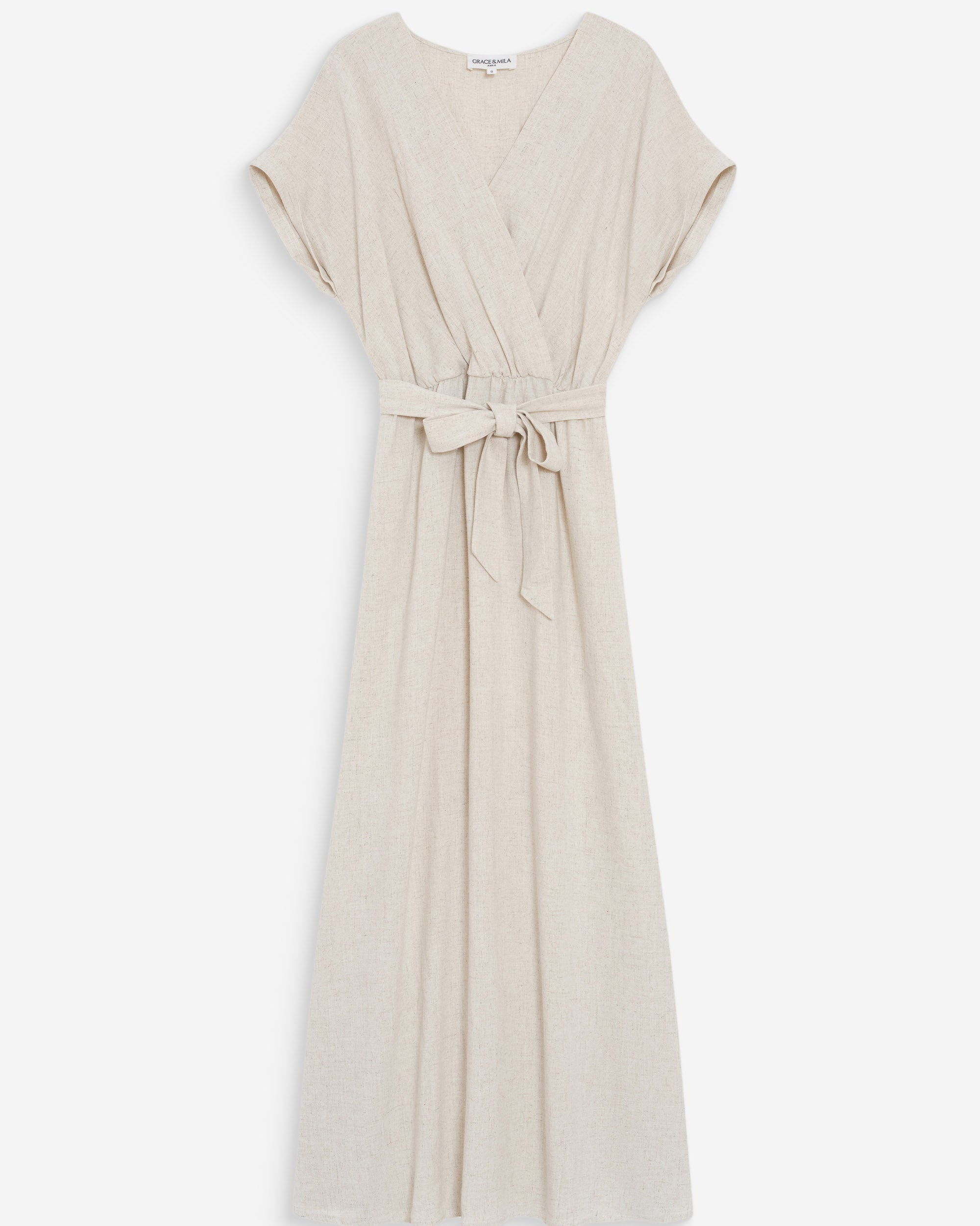 Robe longue portefeuille sable Pollen