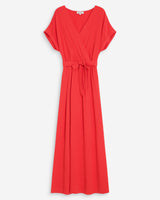 Robe longue portefeuille ceinturée sanguine Pollen