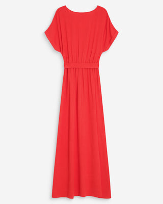 Robe longue portefeuille ceinturée sanguine Pollen