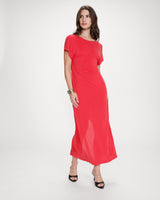 Vestido largo de modal con mangas cortas fuchsia Peace