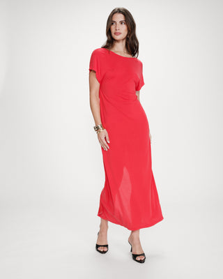 Vestido largo de modal con mangas cortas fuchsia Peace