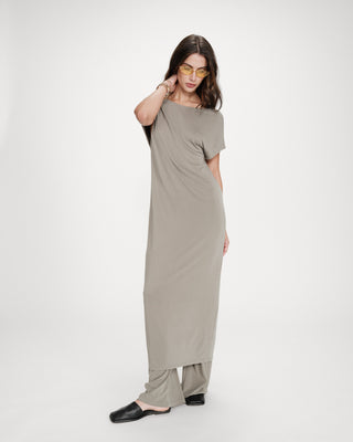 Robe longue en modal kaki Peace