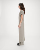 Vestido largo de modal con mangas cortas kaki Peace