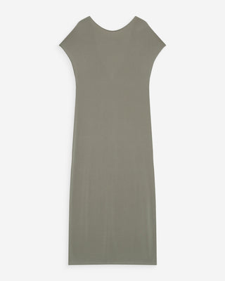 Robe longue légère en modal manches courtes kaki Peace