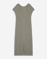 Vestido largo de modal con mangas cortas kaki Peace