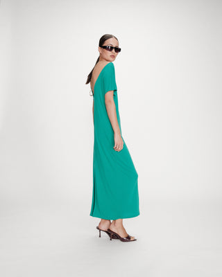 Robe longue en modal vert Peace