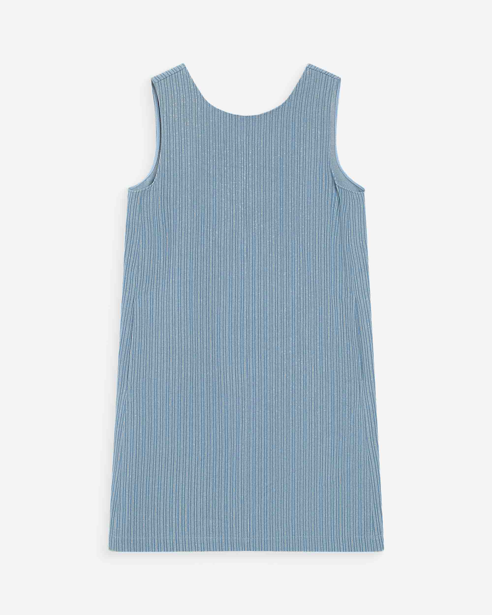 Robe courte droite sans manches en jean stripedblue Vanessa