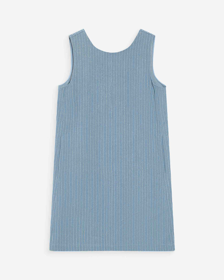 Robe courte droite sans manches en jean stripedblue Vanessa