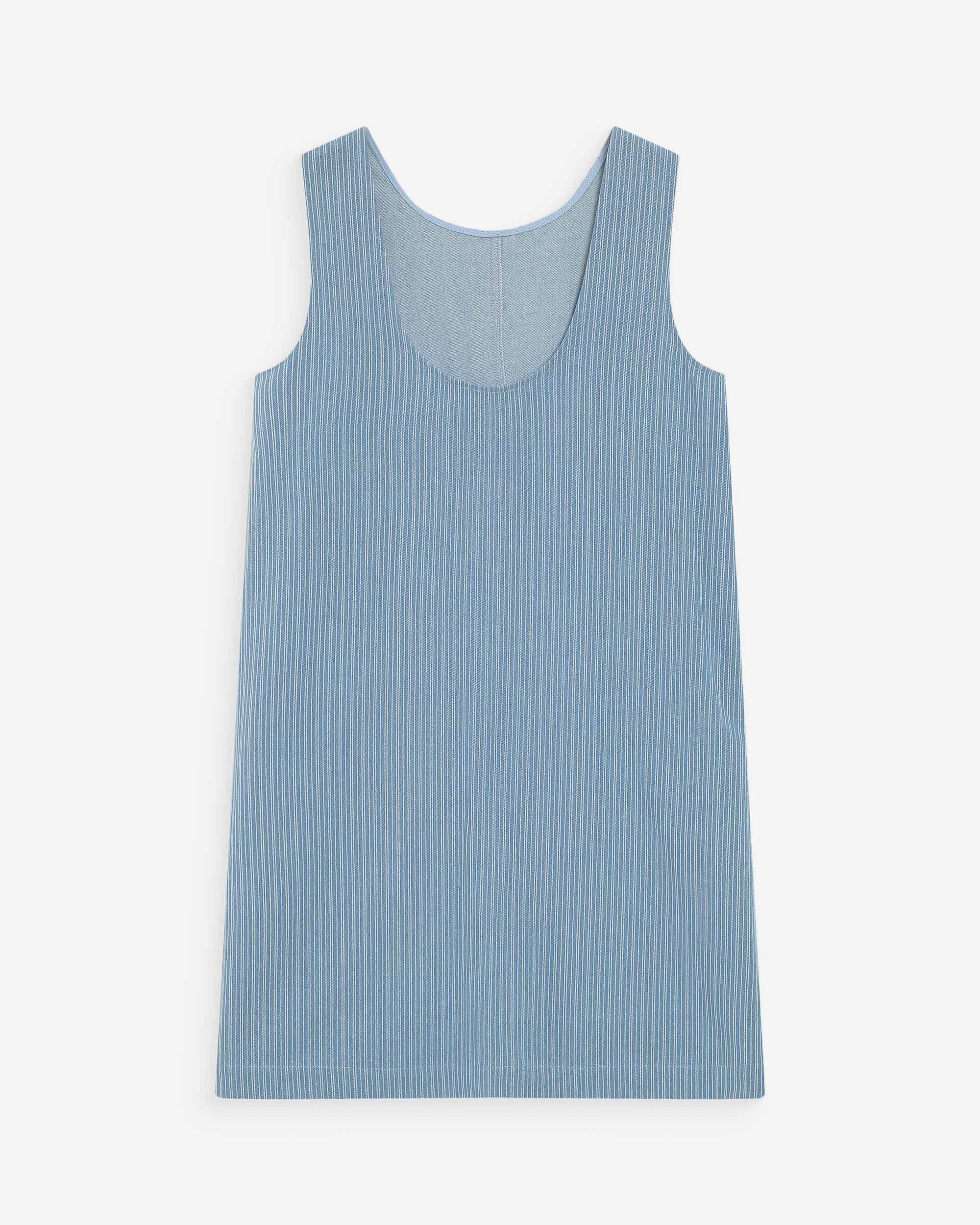 Robe courte droite sans manches en jean stripedblue Vanessa