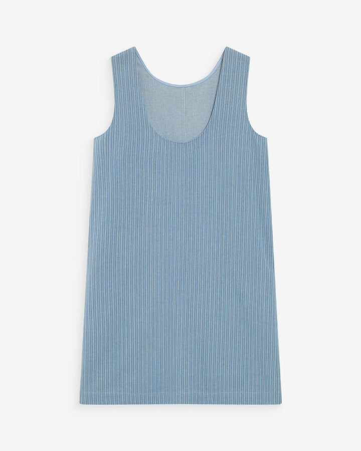 Robe courte droite sans manches en jean stripedblue Vanessa