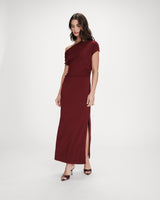 Vestido largo drapeado cherry Vanity