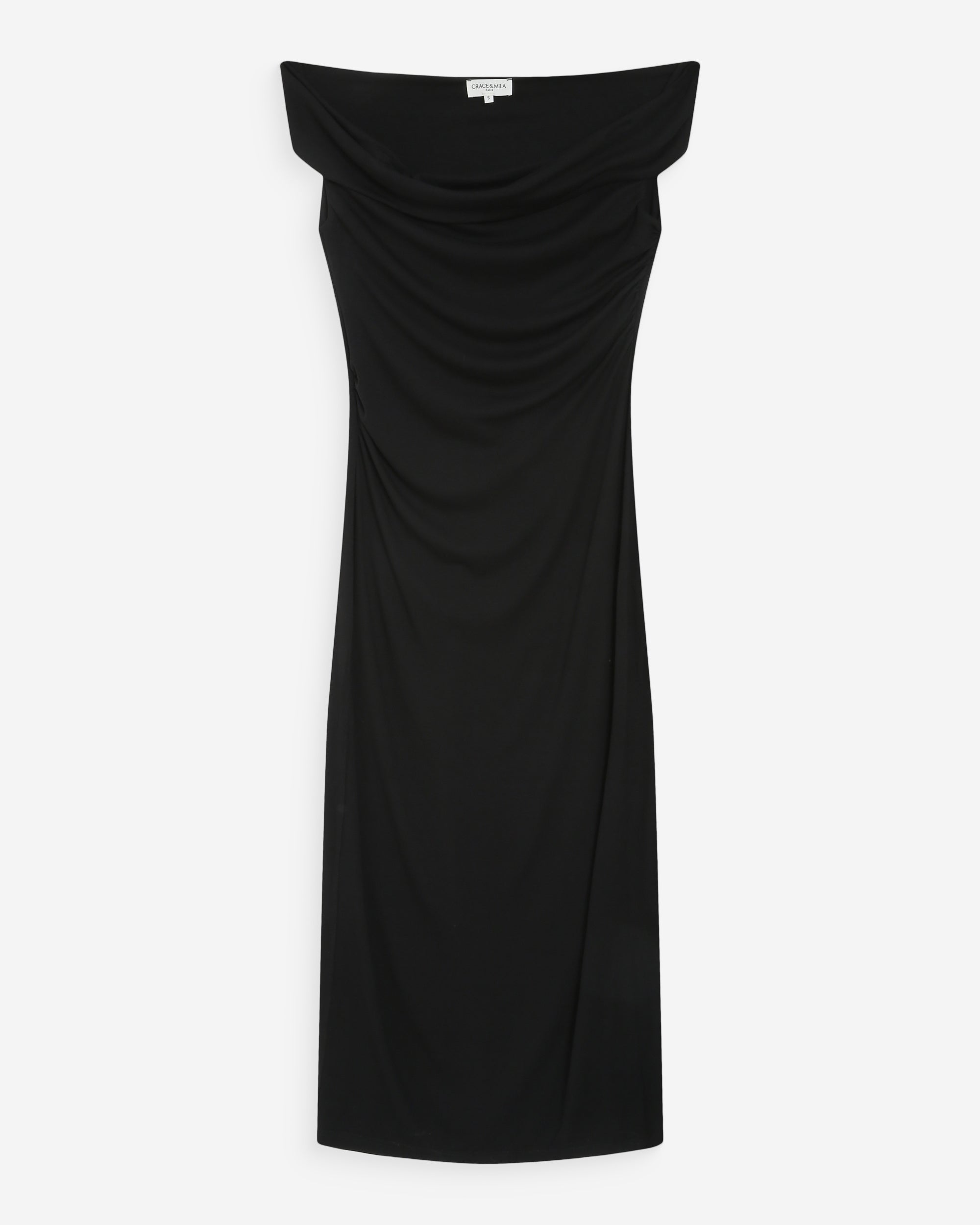 Robe longue cintrée drapée noir Vanity