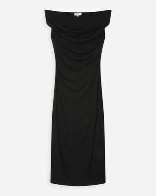 Robe longue cintrée drapée noir Vanity