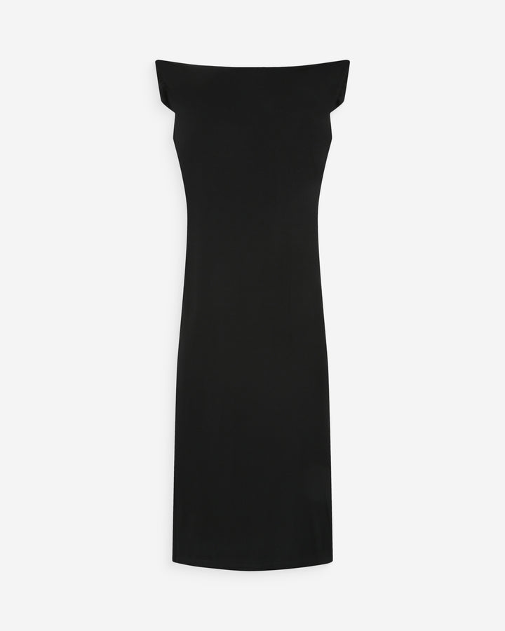 Vestido largo ajustado con escote asimétrico noir Vanity