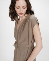 Robe courte à col V kaki Marilou