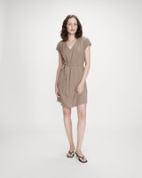 Robe courte à col V kaki Marilou